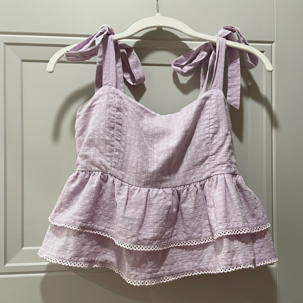 Lost + Wander ruffle bow tie top